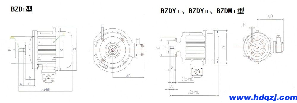 BZDⅠ、BZDYⅠ、BZDYⅡ、BZDMⅠ隔爆型錐形轉(zhuǎn)子三相異步電動(dòng)機(jī)外形尺寸圖.jpg